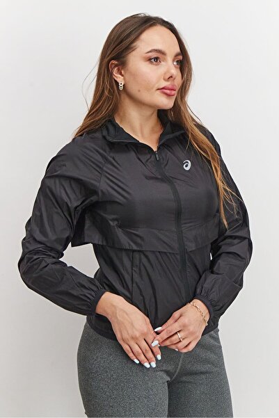 Asics Women Sportswear Fit Long Sleeve Brand Logo Running Jacket, Black