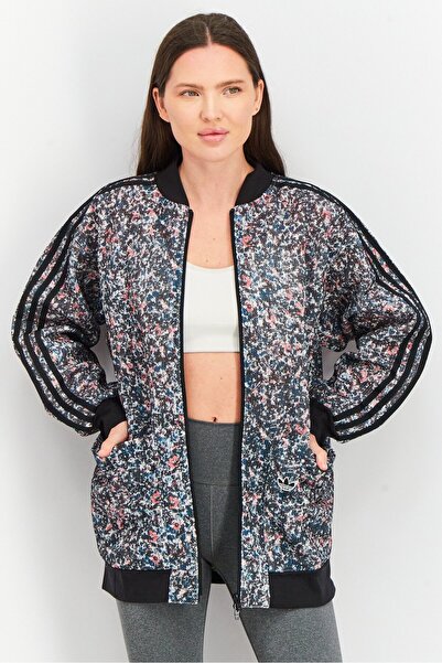 Adidas Originals سترة رياضية نسائية بأكمام طويلة للجري، مجموعة باللون الأسود