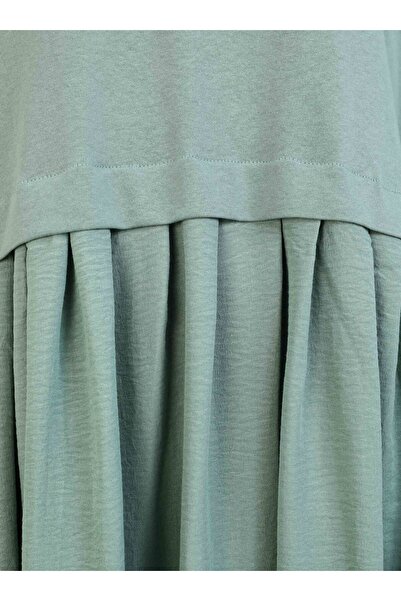 Benin Pleated Detailed Aerobin Hijab Dress - Dark Çağla - Benin