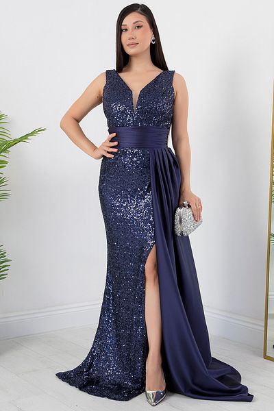 PULLIMM Rochie cu paiete cu decolteu în V cu detaliu din satin ECR5366