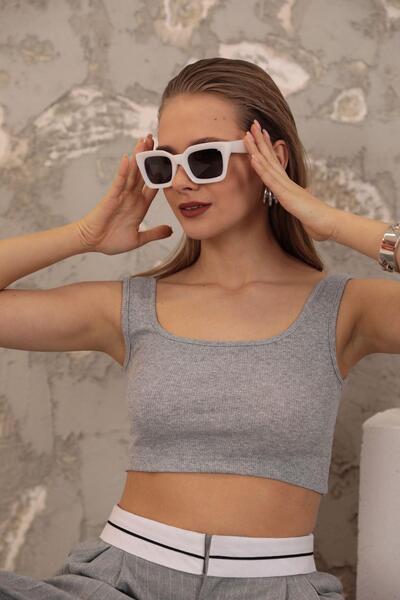 Kaşkorse Kumaş Fitilli Askılı Kadın Crop