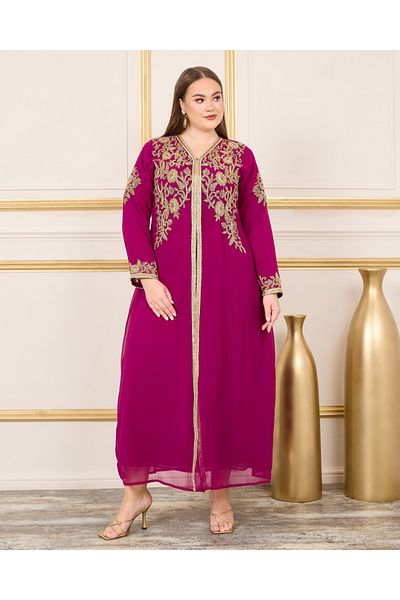 Maxim Creation By Styli Plus Handwork Crystal Beaded Detail Belted Kaftan