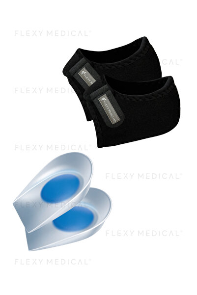 Flexy Medical Silikon Kumaş Topuk Çorabı ve Silikon Topukluk Tabanlık, Topuk Ağrısı, Topuk Dikeni, Nasır, Çatlak