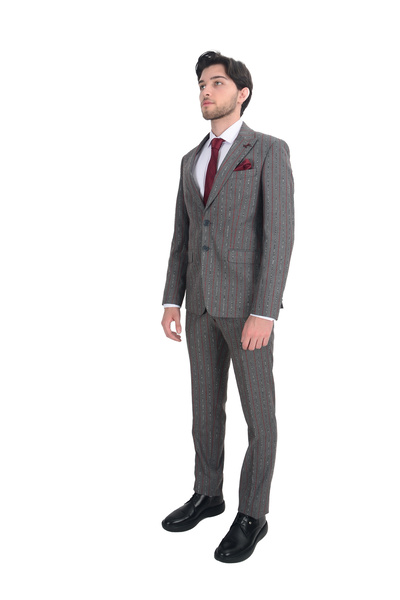 Cengiz İnler Cengiz Inler Kalın Çizgi Çift Düğme 6 Drop Slim Fit Erkek Takım Elbise