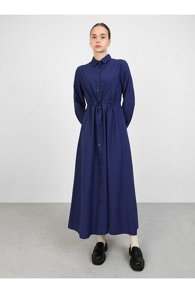 Benin Βαμβακερό φόρεμα Hijab με δέσιμο στη μέση - Navy Blue - Benin