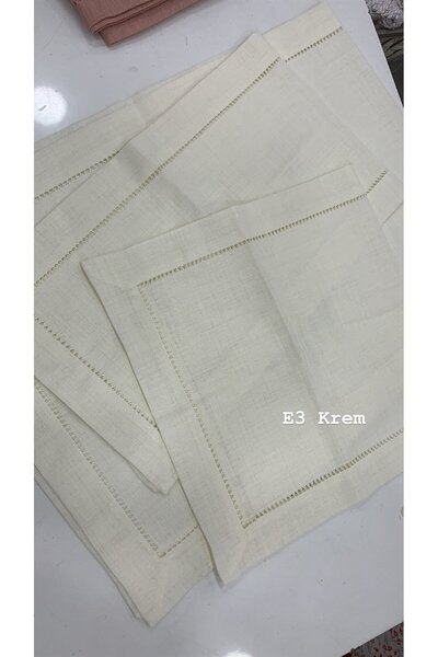 DUYGU KUMAŞ Ajur Detaylı Linen Kumaş Salon Set