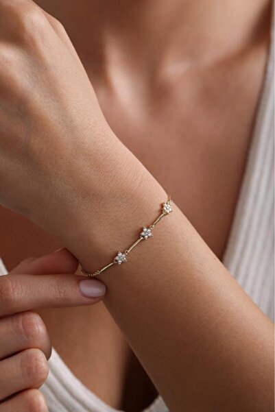 Tufanlar Kuyumculuk 14 Ayar Altın Kar Tanesi Tasarım Bileklik