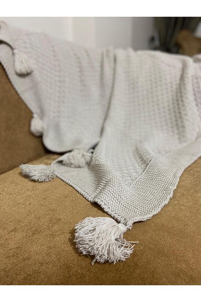 YGT Home Basket Knitwear Braided Tv Blanket 10 Tassel Stone |   130X170 Leg Shawl-Seat Shawl and Decor