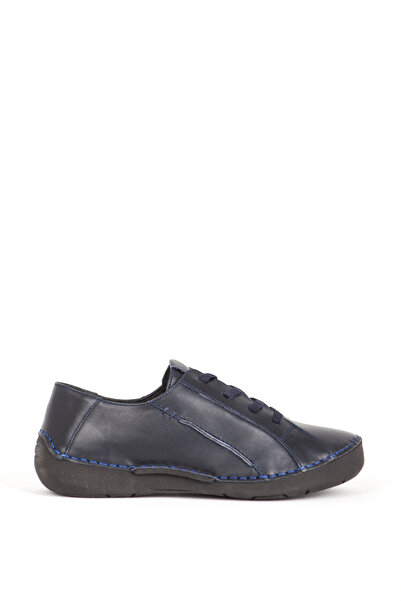 Dericlub Genuine Leather Women's Shoes - Soft Sole, Comfortable Design, Navy Blue Br 44188