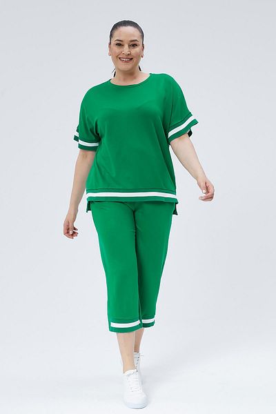 Ebsumu Зелен дамски спортен костюм Capri Plus Size
