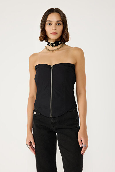 No Matter What Woven Blouse with Zipper Detail on the Front