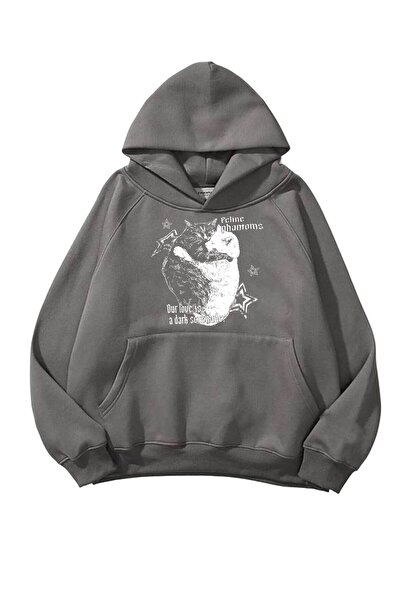 Carpe Star Cats Füme 3 iplik Oversize Sweatshirt