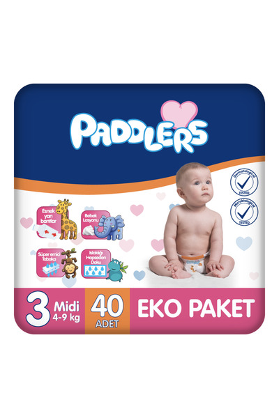 Paddlers Bebek Bezi 3 Numara Midi (4-9 Kg) 40 Adet – Eko Paket