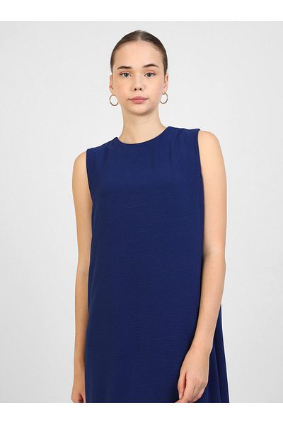 Refka Aerobin Sleeveless Hijab Dress - Navy Blue - Refka