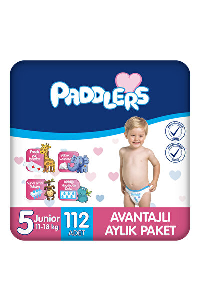 Paddlers Bebek Bezi 5 Numara Junior 112 Adet (11-18 Kg) Aylık Paket