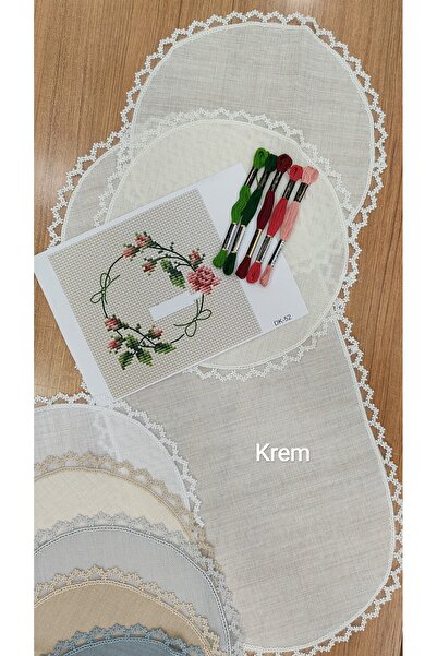 DUYGU KUMAŞ Dk 52 Nolu Şablon Ve Ipleri Dahil Papatya Desen Güpür Detaylı Oda Takımı Seti