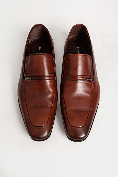 Dericlub Ανδρικά κλασικά δερμάτινα παπούτσια με δερμάτινη σόλα - Osc 445 Tan