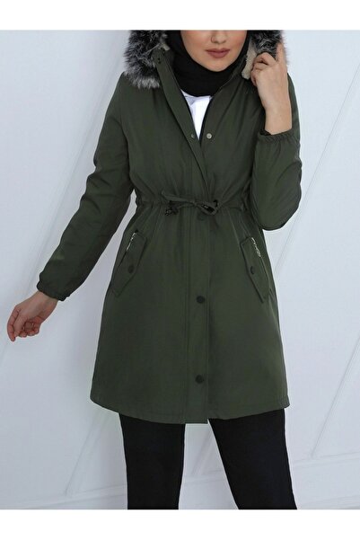 Modamorfo Short Coat with Hooded Sleeves and Elastic Pockets - Camouflage