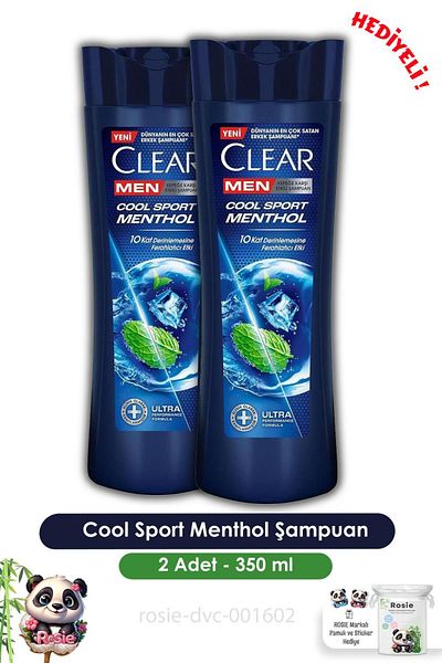Clear Cool Sport Menthol Shampoo 2 Pack - 350 ml Rosie
