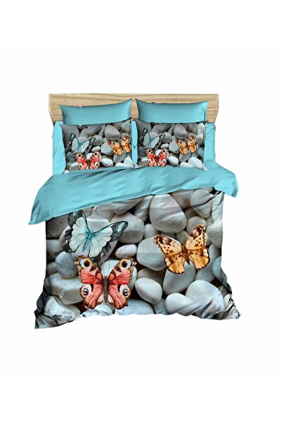 Fabeteks Butterflies and White Stones 3D Digital Double Duvet Cover Set