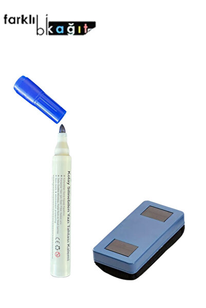 Farklı Bi Kağıt Beyaz Tahta Kalemi +1 Mıknatıslı Silgi 2'Set