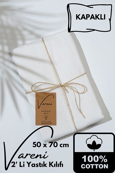 vosvera 2 Pieces 50X70 cm Optical White Flap Pillowcases - 100% Cotton Covers