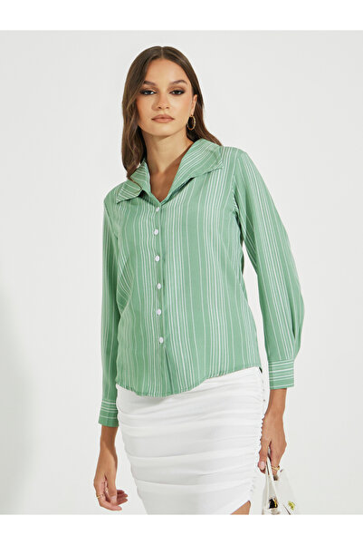 Take Two By Styli Striped Collared Long Sleeves Shirt
