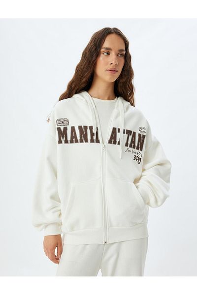 Koton Ecru Women's Sweat 5Wal10053Ik