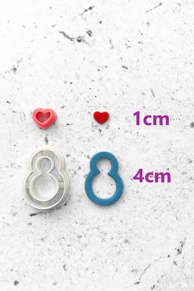 WE3D New Year's Love - Snowman Cutout Polymer Clay Ceramic Plasticine Mold Set - 4cm