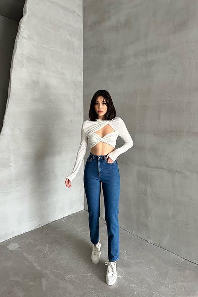 XRAY JEANS Pantaloni de damă Mom cu talie înaltă, albastru închis