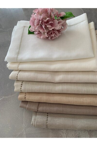 DUYGU KUMAŞ Ajur Detaylı Linen Kumaş Runner