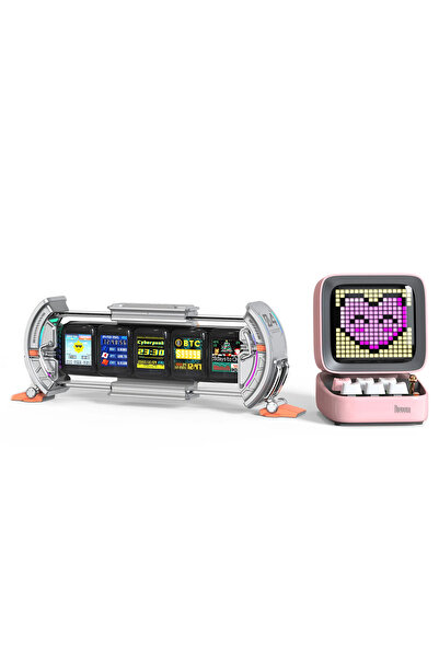 DIVOOM Ditoo Pro Pembe Bluetooth Hoparlör ve Times Gate Dijital Led Ekran Seti