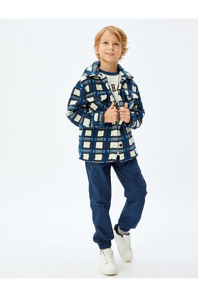 Koton Long Sleeve and Flap Pocket Detailed Plush Shirt Jacket