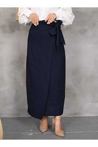 VAV Λινό Φούστα Navy Blue - Δαντέλα - Vav