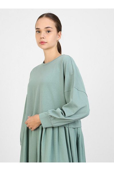 Benin Pleated Detailed Aerobin Hijab Dress - Dark Çağla - Benin