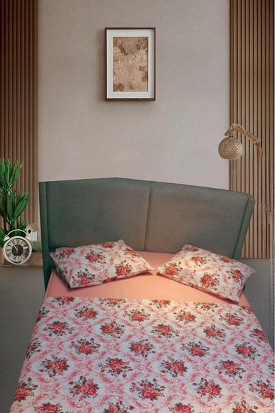 ATA HOME طقم غطاء لحاف قطن مزدوج - 3 ملاءات ووسادة لحاف، 220x220 سم