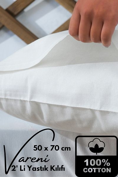 vosvera 2 Pieces 50X70 cm Optical White Flap Pillowcases - 100% Cotton Covers