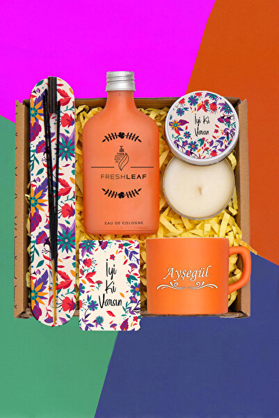 TrendHediye Kişiye Özel Fincan,200ml Limon Kolonyası,Kokulu Mum,Tütüsü Seti, ...