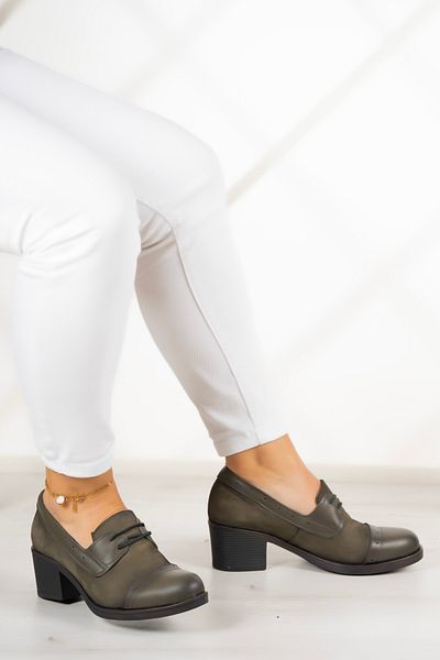 Erkan Saçmacı Mellody Khaki Casual Heels - Γνήσιο δέρμα