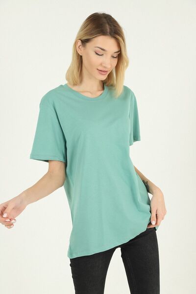 DK DAKSEL Çağla Renk Regular Fit 100% pamučna ženska majica sa okruglim izrezom