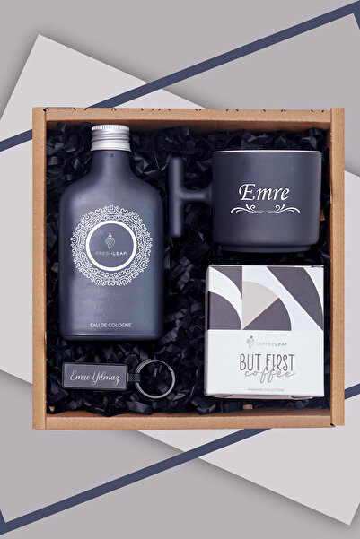 TrendHediye Kişiye Özel T Kulplu Fincan, 200ml Çikolata Rüyası Kolonya, Dünya Kahvesi, Anahtarlık Hediye Seti