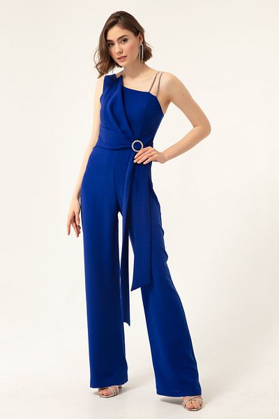 Lafaba Damen Saks One Shoulder Stone Abendkleid Jumpsuit