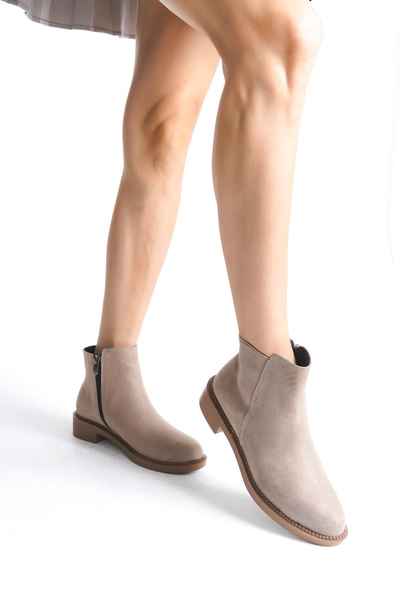 Santamarina Kadın Perry Bej Süet Klasik Düz Kısa Bilek Bot