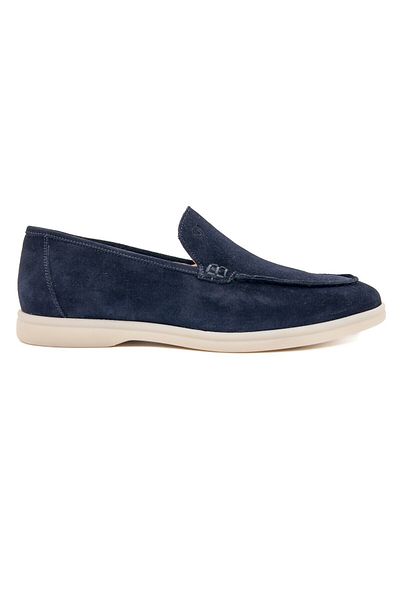 TEZCAN KUNDURA Allegro Genuine Suede Leather Laceless Navy Blue Loafer Men's Shoes