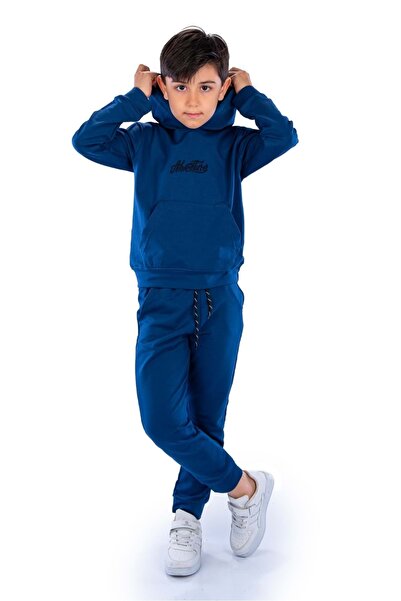 Minikadam Adventure Embroidery Kangaroo Pocket Hooded Kids Tracksuit Mnk10072...