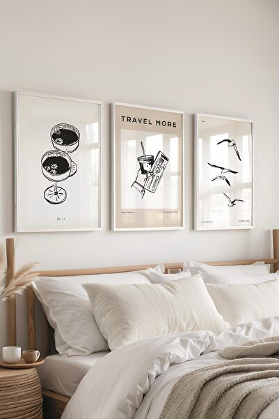 Postifull Set de picturi cu cadru, 3 bucăți cadru alb și set de postere cu te...