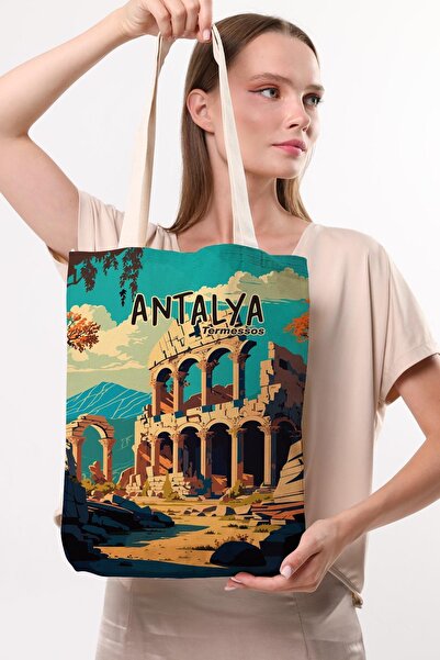 Çınar Bez Çanta Platno Antalya Termesos Štampano Tkanina Torba