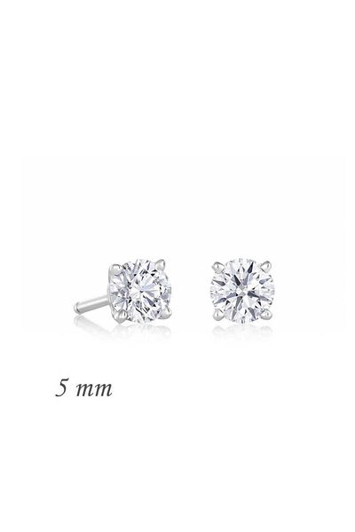 Skygo 5 mm Silver Round Solitaire Zircon Earrings