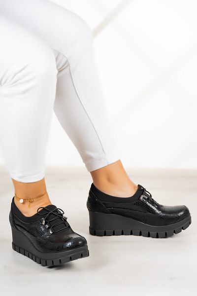 Erkan Saçmacı Olympia Black Snake Piele autentică - Pantofi casual cu toc pană
