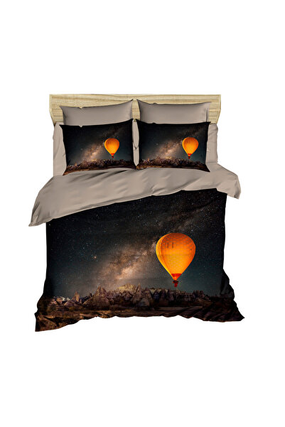 Fabeteks Cappatocia and Balloon Night Scenery 3D Digital Double Duvet Cover Set